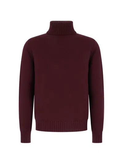 Alpha Studio Roll-neck Fine-knit Sweater In Brown
