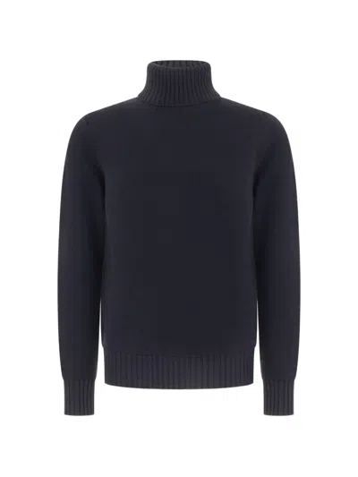 Alpha Studio Roll-neck Fine-knit Sweater In Black