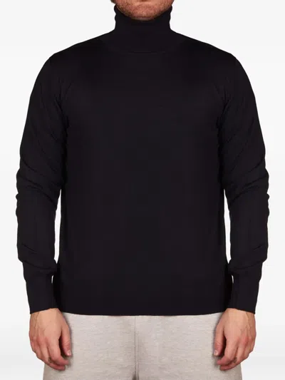 Alpha Studio Roll-neck Knitted Sweater In Black
