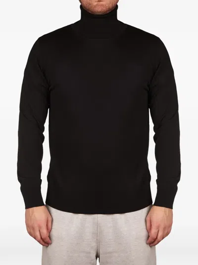 Alpha Studio Roll-neck Knitted Sweater In Black
