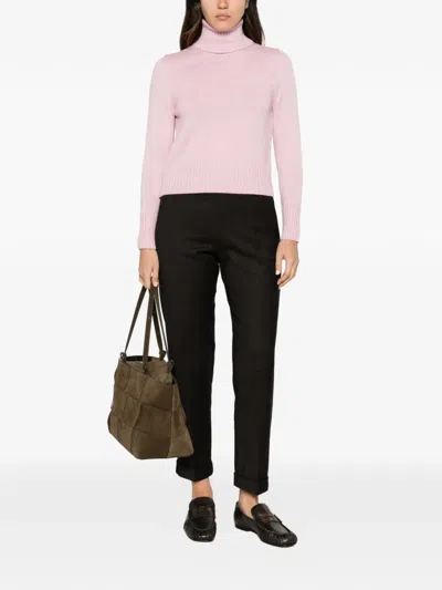 Alpha Studio Roll-neck Knitted Sweater In Pink