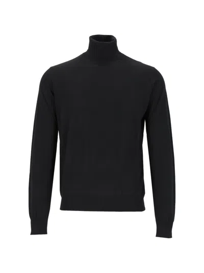 Alpha Studio Roll-neck Merino Wool Sweater In Black