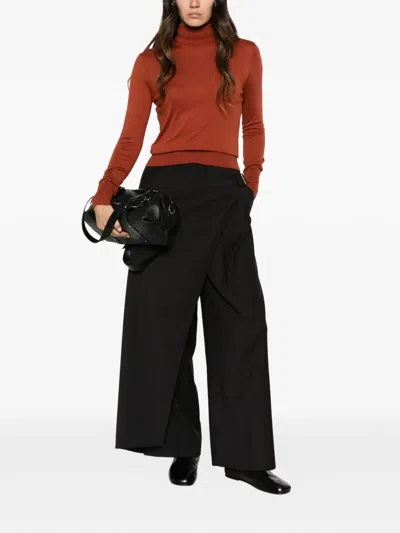 Alpha Studio Roll-neck Sweater In Brown