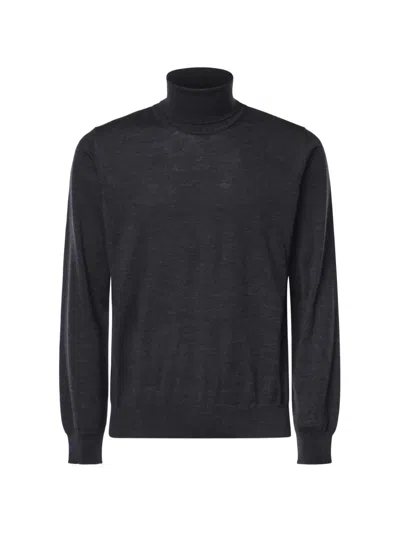 Alpha Studio Roll-neck Wool Sweater In Grey