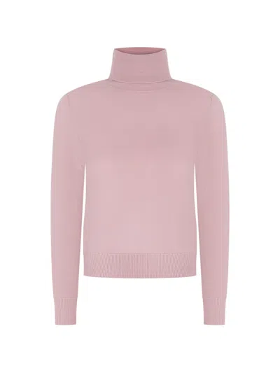 Alpha Studio Roll-neck Wool Sweater In Pink