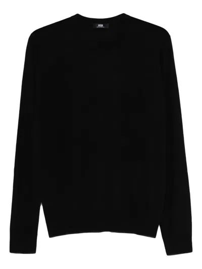 Alpha Studio Round-neck Long-sleeve Sweater In Black