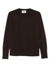 Alpha Studio Round-neck Ribbed Sweater In Brown