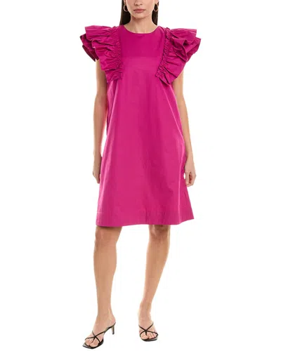 Alpha Studio Ruffle Sleeve Shift Dress In Purple