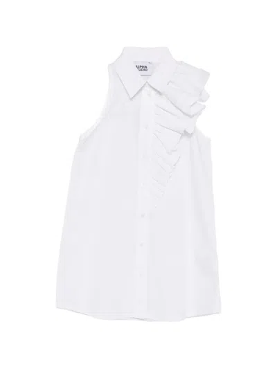Alpha Studio Ruffled Shirt In White