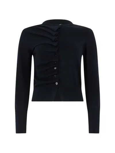 Alpha Studio Ruffled-detail Cardigan In Blue