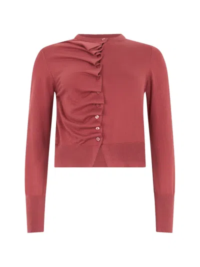 Alpha Studio Ruffled-detail Cardigan In Red