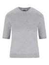 Alpha Studio Short-sleeve Cashmere Sweater In Gray