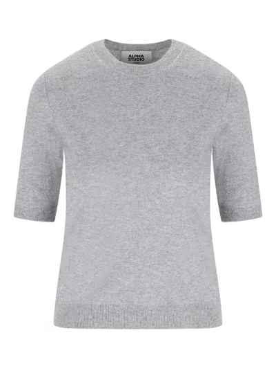 ALPHA STUDIO SHORT-SLEEVE CASHMERE SWEATER