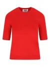 Alpha Studio Short-sleeve Cashmere Top In Red