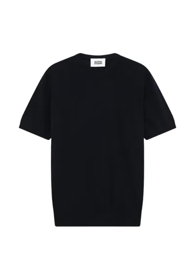 Alpha Studio Short-sleeve Ribbed-trim T-shirt In Black