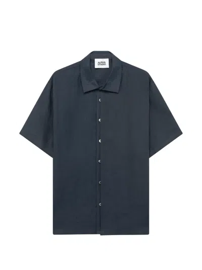 Alpha Studio Short-sleeve Shirt In Blue