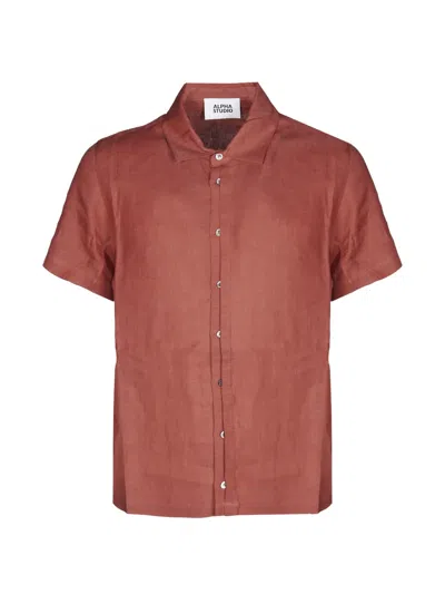 Alpha Studio Short-sleeve Shirt In Red