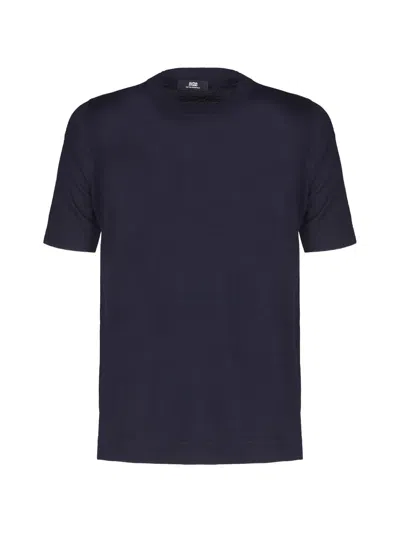 Alpha Studio Short-sleeved Crew-neck Sweater In Blue