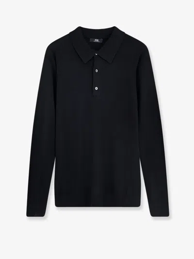 Alpha Studio Silk And Cashmere Polo Shirt In Black