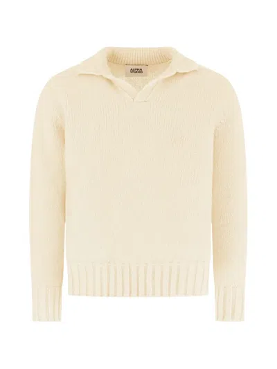 Alpha Studio Spread-collar Raglan-sleeve Sweater In Neutrals