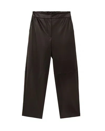 Alpha Studio Straight-leg Faux Leather Trousers With High Waist In Brown