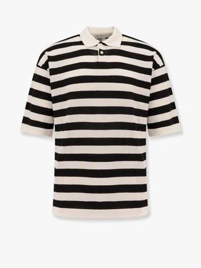 Alpha Studio Striped Cotton Crepe Polo Shirt
