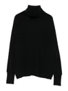 Alpha Studio Relaxed Fit Black Turtleneck Sweater In Black