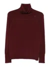 Alpha Studio Bordeaux Merino Wool Sweater With High Turtleneck In Burgundy
