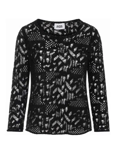 Alpha Studio Open-knit Sweater In Multi