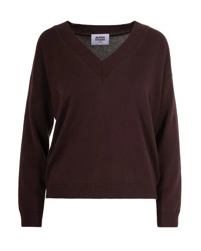 Alpha Studio Sweater In Brown