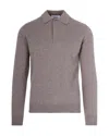 Alpha Studio Long-sleeve Polo Shirt In Gray