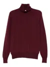 Alpha Studio Roll-neck Sweater In Burgundy