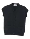 Alpha Studio Button-front Sleeveless Cardigan In Gray
