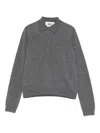 Alpha Studio Grey Knit Sweater With Classic Polo Collar And Tailored Fit In Gray