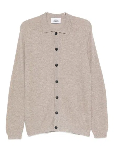 Alpha Studio Long-sleeved Cardigan In Neutral