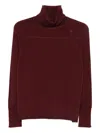 Alpha Studio Bordeaux Merino Wool Sweater With High Turtleneck In Red