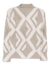 Alpha Studio Geometric-pattern Sweater In Black