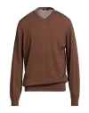 Alpha Studio The Fine Essentials Man Sweater Brown Size 46 Merino Wool In Brown