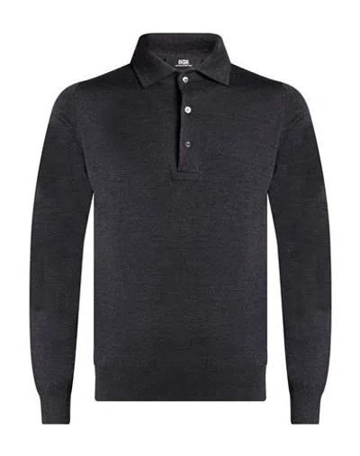 Alpha Studio The Fine Essentials Man Sweater Charcoal Size 44 Merino Wool In Black