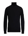 Alpha Studio The Fine Essentials Man Turtleneck Black Size 42 Merino Wool In Animal Print