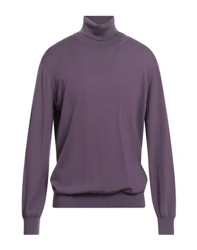 Alpha Studio The Fine Essentials Man Turtleneck Plum Size 44 Merino Wool
