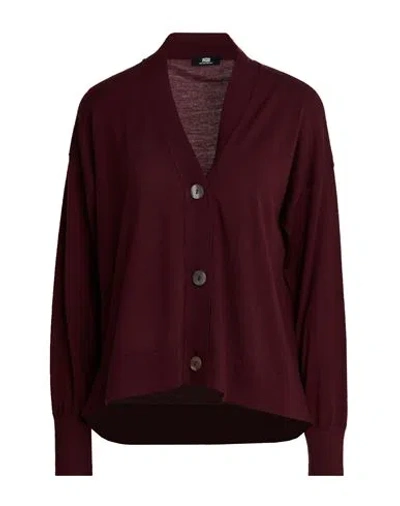 Alpha Studio The Fine Essentials Woman Cardigan Burgundy Size 10 Merino Wool