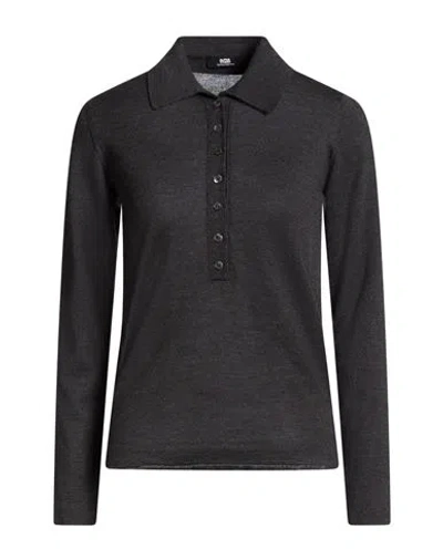 Alpha Studio The Fine Essentials Woman Sweater Charcoal Size 12 Cashmere In Black