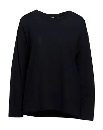 Alpha Studio The Fine Essentials Woman Sweater Midnight Blue Size 2 Merino Wool In Black