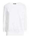 Alpha Studio The Fine Essentials Woman Sweater White Size 6 Sea Island Cotton In White