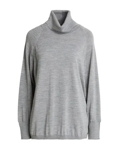 Alpha Studio The Fine Essentials Woman Turtleneck Light Grey Size 10 Merino Wool In Gray