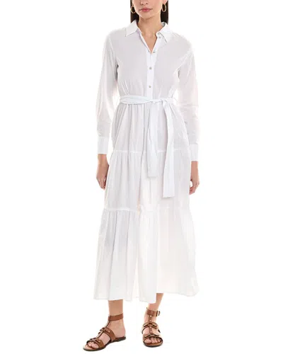 Alpha Studio Tiered Shirtdress In White