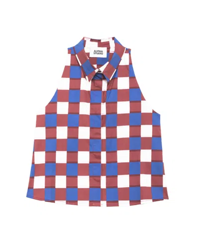 Alpha Studio Top Popeline Check