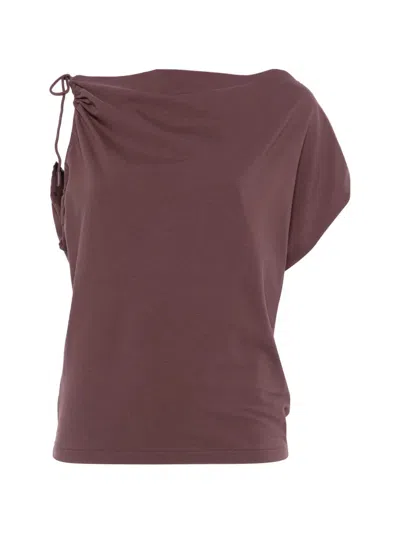 Alpha Studio T-s Drappeggiata In Brown