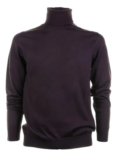 Alpha Studio Turtleneck Long-sleeve Sweater In Brown